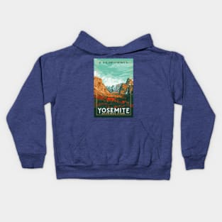 Yosemite National Park - Yosemite Valley Vintage California WPA Style Poster Art Kids Hoodie